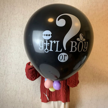 1 Set Giant Boy or Girl Gender Reveal Black Latex Balloon Baby Shower Confetti Ballons Birthday Gender Reveal Party Decoration