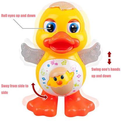 Electronic Toys Dancing Duck Funny Blink Eyes Flashing Light Shake the Body Cute Musical Cartoon Animal Educational Toy Kid Gift