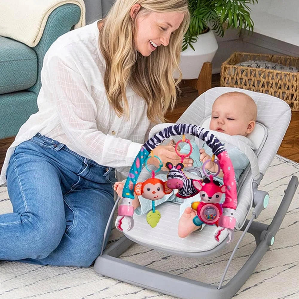 Crib Mobile for Girls, Baby Arch Mobile for Bassinet with Universal Clamps, Versatile Toy Bar for Baby Bouncer Stroller Arch Toy 0-3 Months, Baby Grils Mobile Toys 0-6 Months Car Seat Stroller Toys