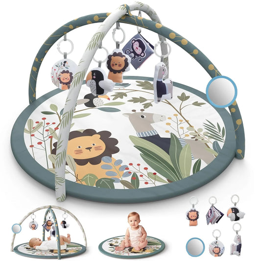 Baby Gym Mat, Upgrade Baby Play Mat with Music and Toys for Boys and Girls Baby Shower Gift,Gray