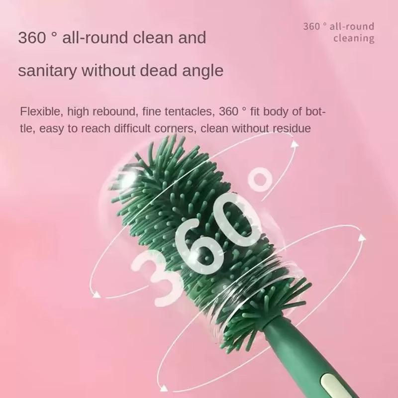 Baby Bottle Brush 360 Degree Baby Silicone Cup Bottle Cleaning Brushes Set Andheld Soft Head Food Grade Brushes