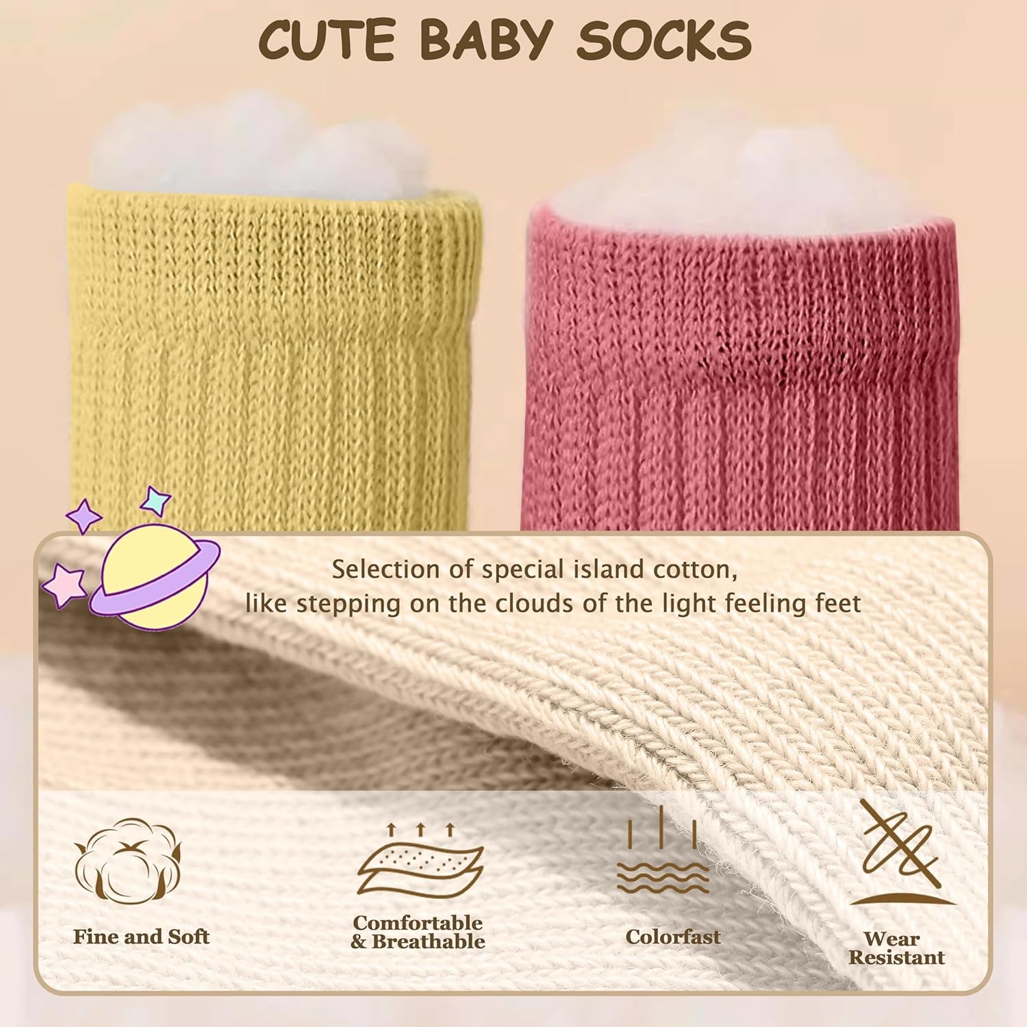 Toddler Baby Girls Boys Socks - Cotton Crew Socks for Baby Gifts Pack