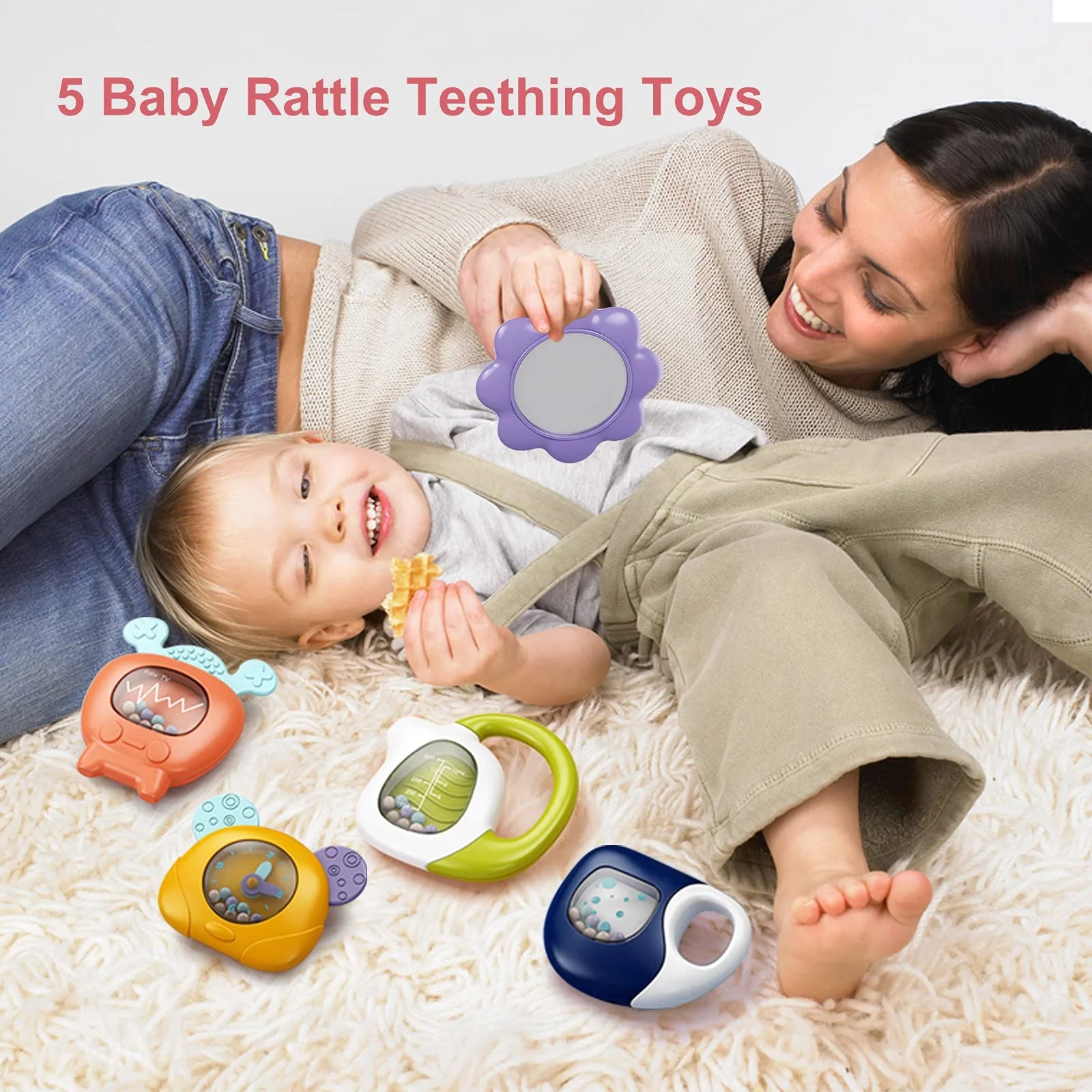 Baby Gym Play Mat, Musical Fitness Tummy Time Mat, for 0-36 Months Boys Girls, Orange Red