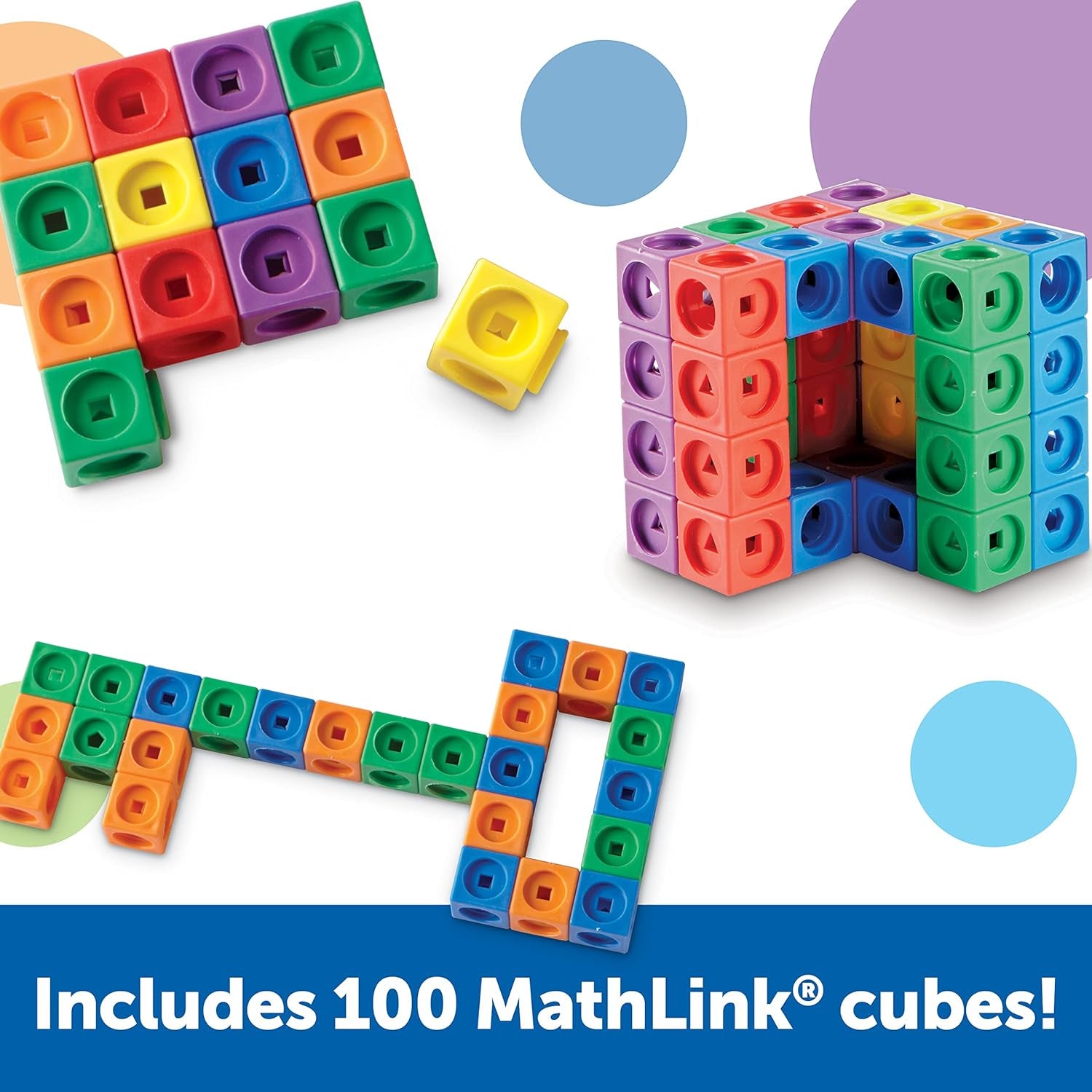 STEM Explorers Mathlink Builders - 100 Pieces, Ages 5+, Kindergarten STEM Activities, Math Activity Set and Games for Kids, Linking Cubes, Connecting Cubes