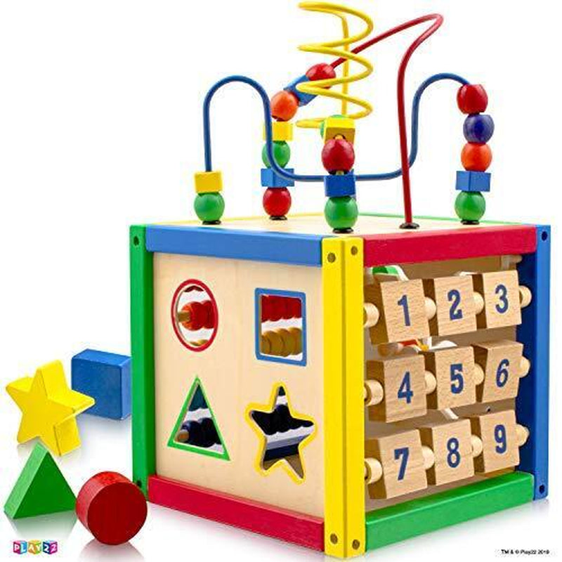 Childrens Learning Toys Wooden Activity Cube Bead Maze Tacking Cup Baby Fun Toy