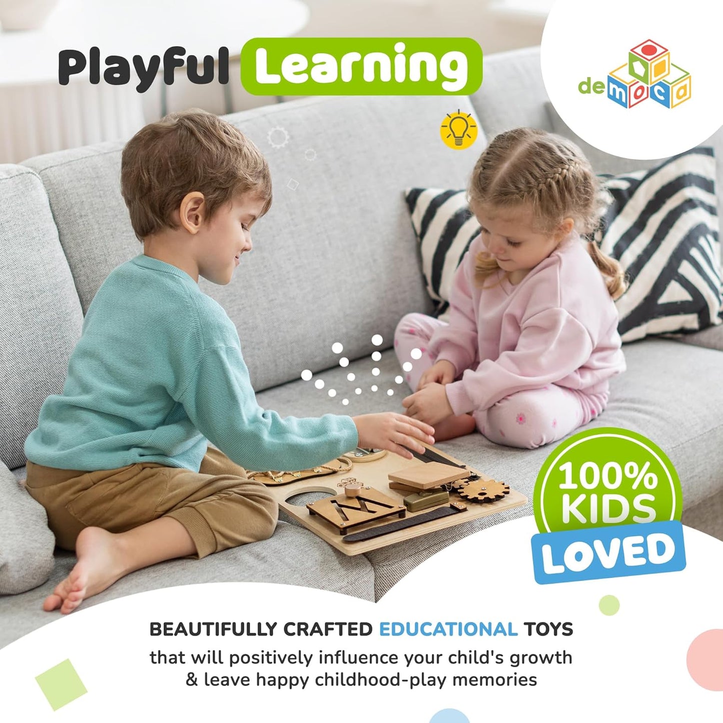 Busy Board Montessori Toys for Toddlers, Sensory Wooden Toy with 10 Educational Activities to Develop Fine Motor Skills, Plane and Car Travel Toy for Toddlers Boys and Girls