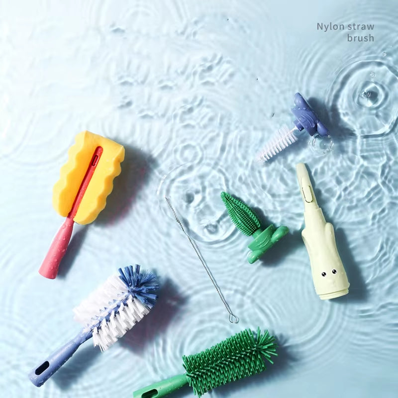 Baby Bottle Brush 360 Degree Baby Silicone Cup Bottle Cleaning Brushes Set Andheld Soft Head Food Grade Brushes