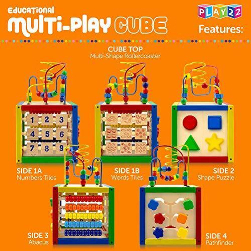 Childrens Learning Toys Wooden Activity Cube Bead Maze Tacking Cup Baby Fun Toy