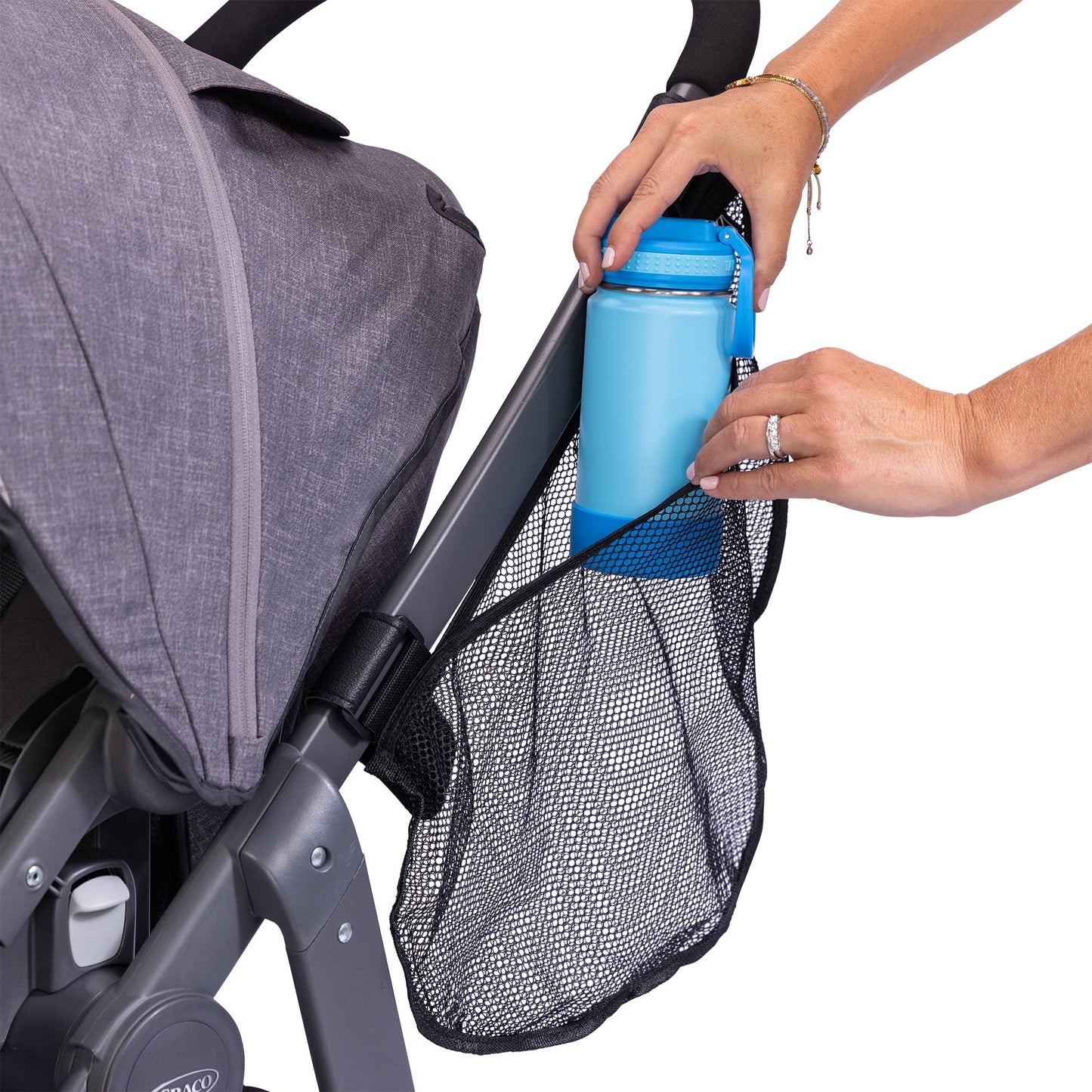 Side Sling Stroller Cargo Net, Stroller Organizer and Storage