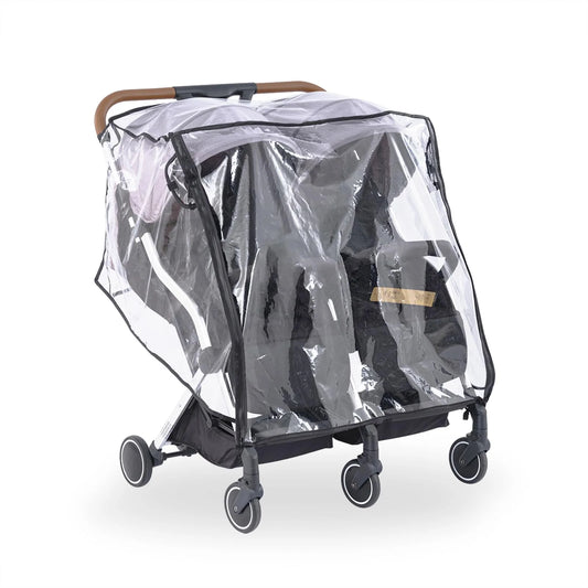 Double Stroller Rain Cover Side by Side Universal, Stroller Accessories Rain Cover for Double Pram Pushchair Outdoor Travel, Waterproof and Windproof Weather Shield for Baby Car Raincover
