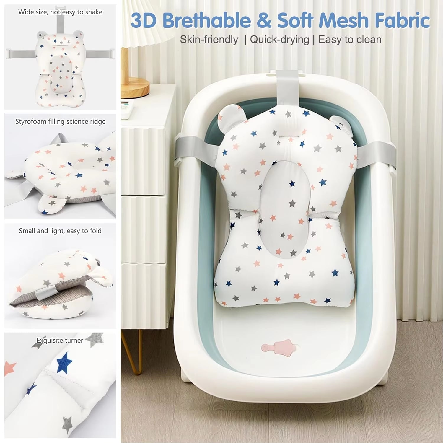 Baby Bath Tub Seat Cushion - Baby Sink Bath Cushion - Bathing Seat Support Newborn Bath Pillow Support Mat Safety Seat Pad