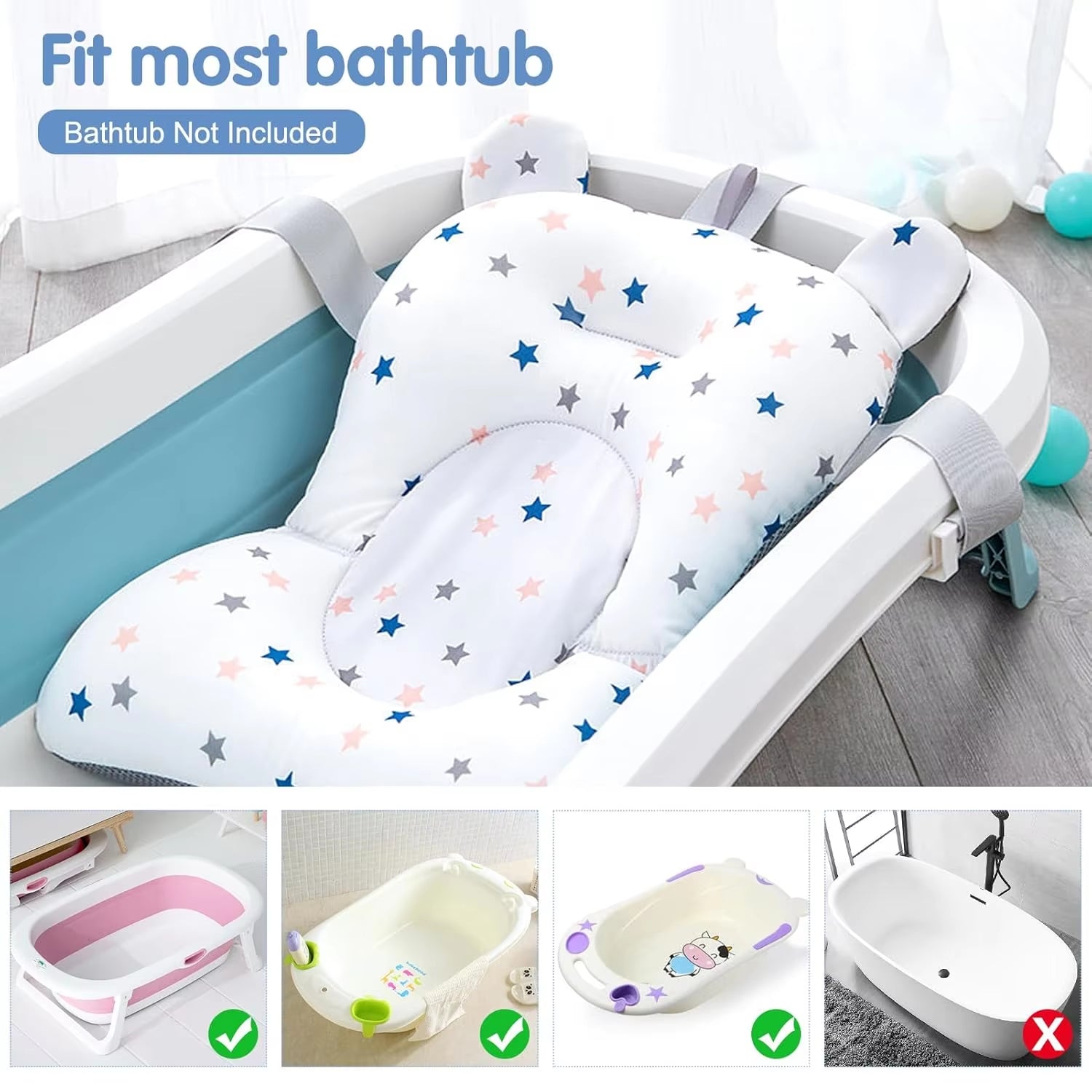 Baby Bath Tub Seat Cushion - Baby Sink Bath Cushion - Bathing Seat Support Newborn Bath Pillow Support Mat Safety Seat Pad