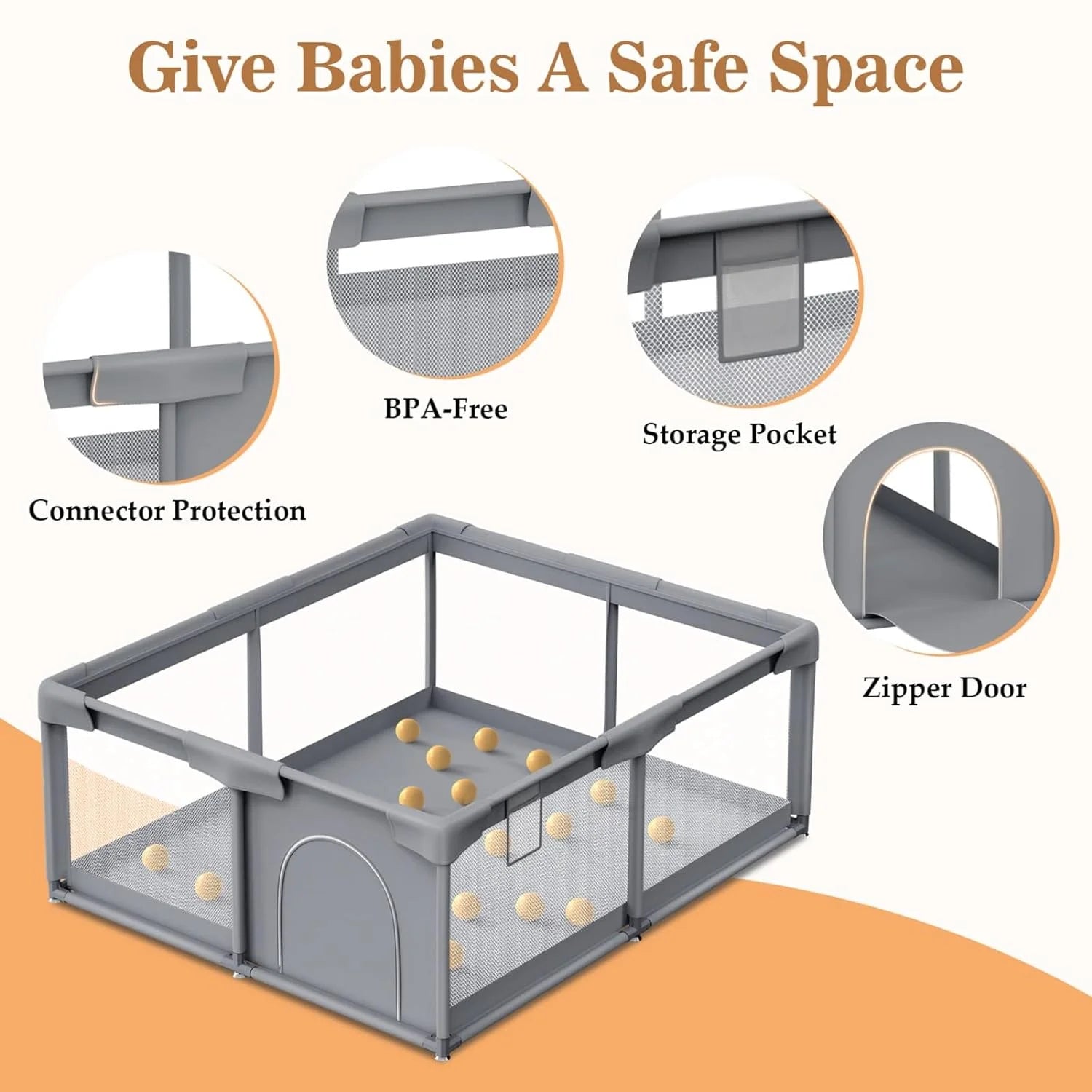 Baby Playpen, Playpen for Babies and Toddlers, Sturdy Safety Baby Play Yards Indoor & Outdoor, Play Pens for Babies and Toddlers, Baby Fence