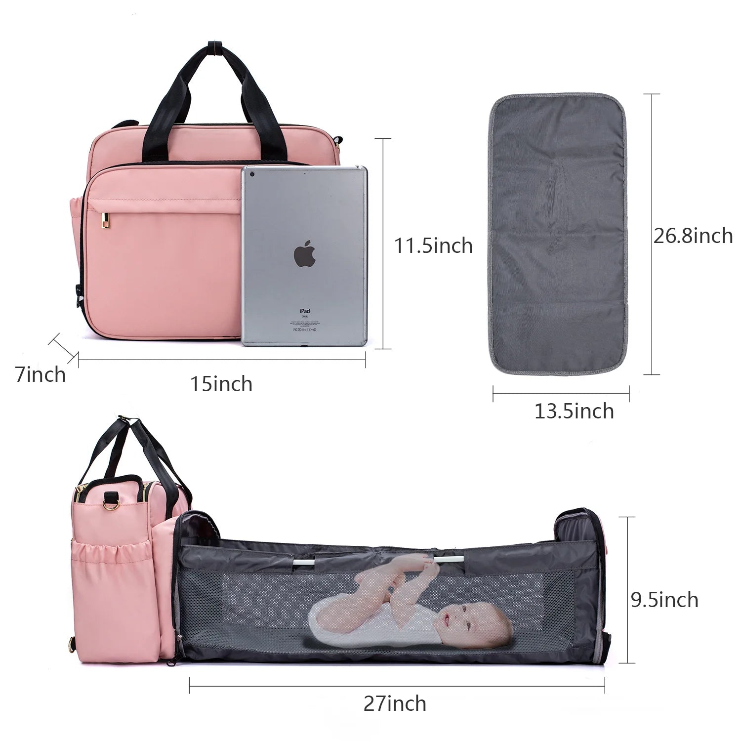 2020 NEW Mommy Multifunctional Portable Diaper Mommy Bag Folding Baby Travel Large Handbag Baby Bed Diaper Changing Pad