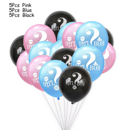 1 Set Giant Boy or Girl Gender Reveal Black Latex Balloon Baby Shower Confetti Ballons Birthday Gender Reveal Party Decoration