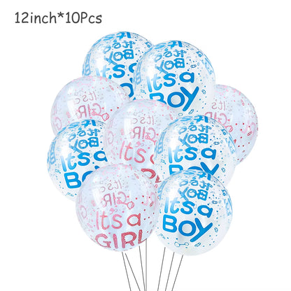 1 Set Giant Boy or Girl Gender Reveal Black Latex Balloon Baby Shower Confetti Ballons Birthday Gender Reveal Party Decoration