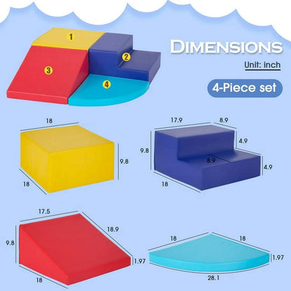 4-Piece Foam Baby Climbing Blocks for Toddlers，Toddler Soft Play Climbing Blocks Foam Playsets for Baby Climb and Crawl Play Set Climbing Toys for Toddlers