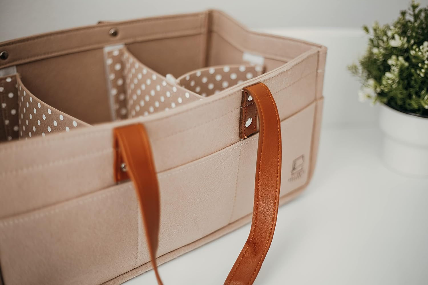 Baby Diaper Caddy Organizer Beige Large & Small Pouch/Portable Holder Bag for Changing Table & Car/Nursery Storage Bin/Newborn Essentials Must Have
