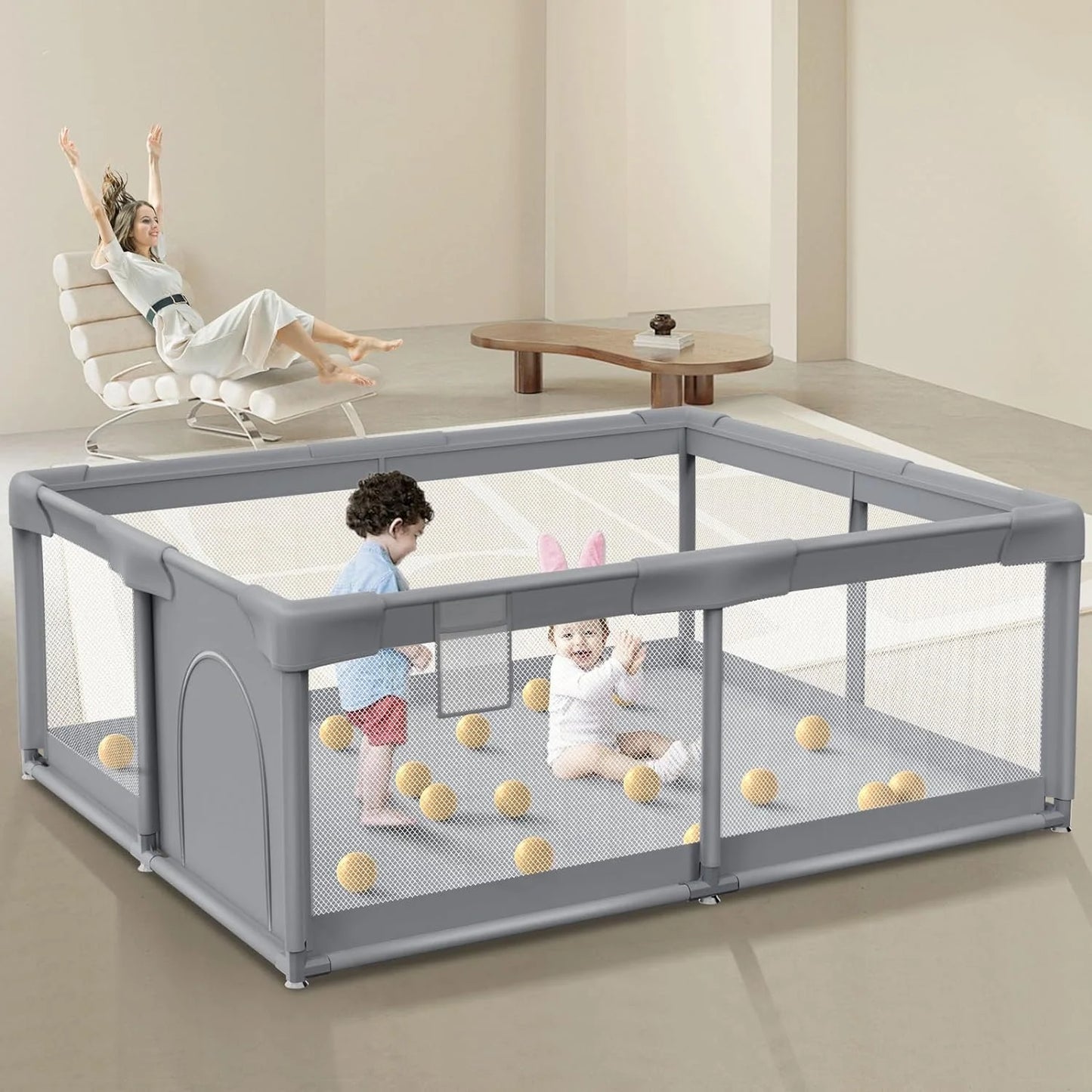Baby Playpen, Playpen for Babies and Toddlers, Sturdy Safety Baby Play Yards Indoor & Outdoor, Play Pens for Babies and Toddlers, Baby Fence