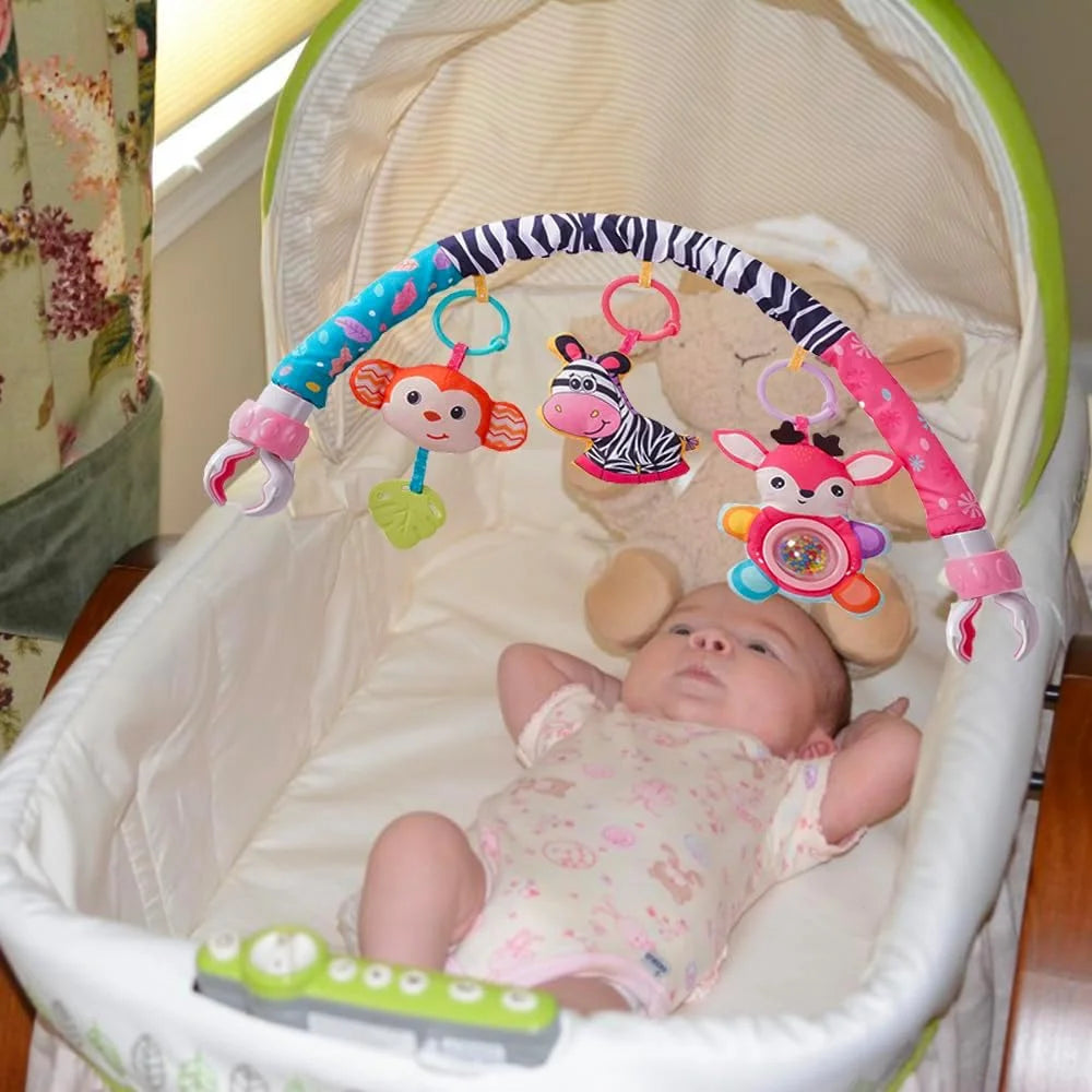 Crib Mobile for Girls, Baby Arch Mobile for Bassinet with Universal Clamps, Versatile Toy Bar for Baby Bouncer Stroller Arch Toy 0-3 Months, Baby Grils Mobile Toys 0-6 Months Car Seat Stroller Toys