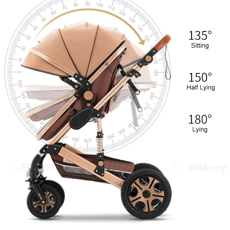 3 in 1 Baby Stroller,Baby Travel System,Baby Carriage 3In1 with Isofix Base,Foldable Newborn Pram,Reversible Standard Stroller