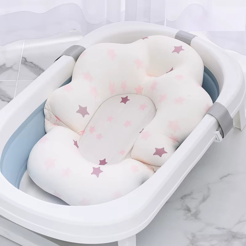 Baby Bath Seat Support Mat Newborn Bath Tub Seat Baby Bath Tub Nonslip Pad Safety Bath Support Soft Cushion Mat Pillow 54X41Cm