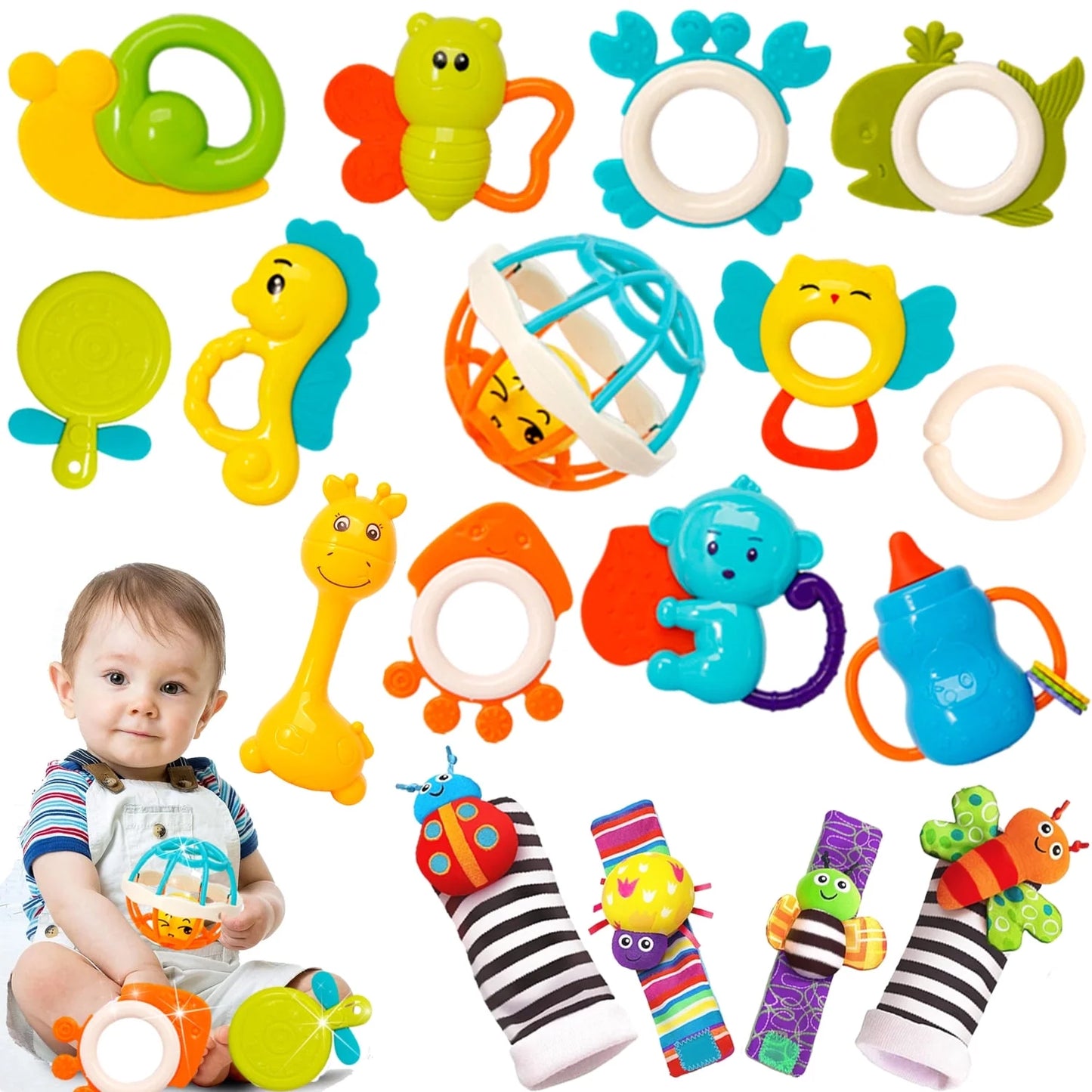 Baby Rattles Toys for 6-12 Months, Baby Toys for 0-6 Months, Infant Newborn Baby Toys for 6-12 Months, Baby Teethers and Wrist Socks Rattle Toys 6 to 12 Months