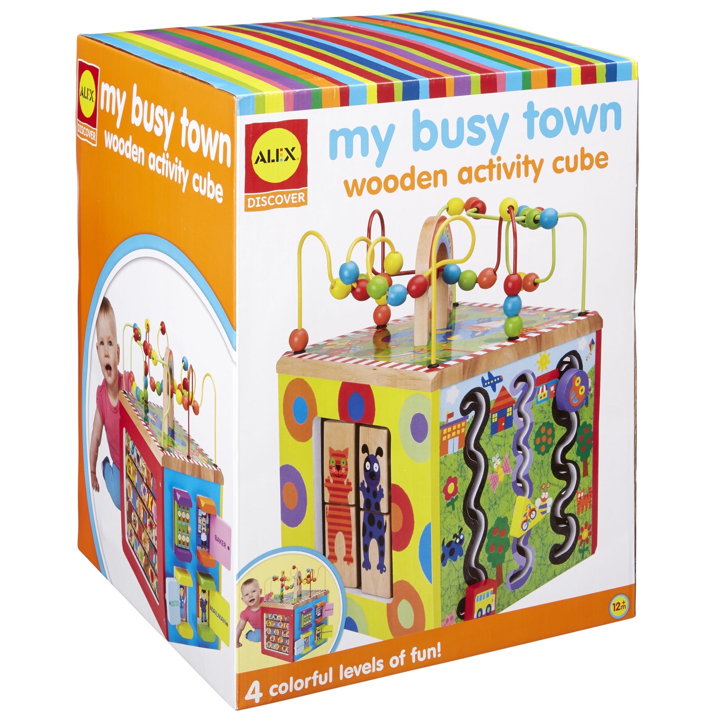 ALEX Discover My Busy Town Wooden Activity Cube