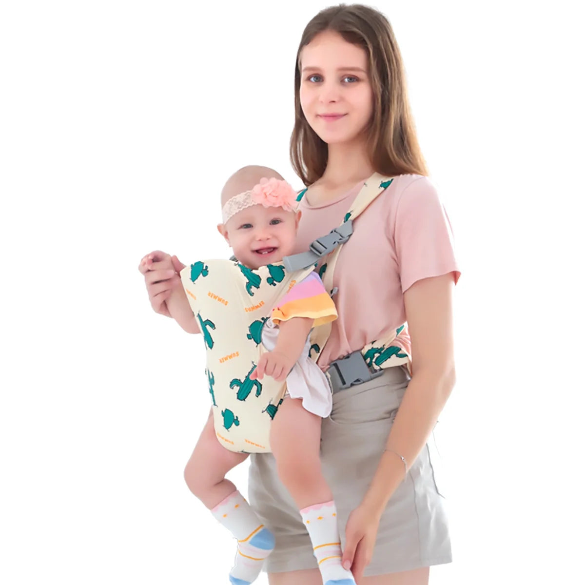 4 in 1 Baby Carrier,Ergonomic Infant Carrier Backpack,Breathable Front Back Carrying Wrap Seat for Newborn Toddlers up to 33 Lbs,Colorful