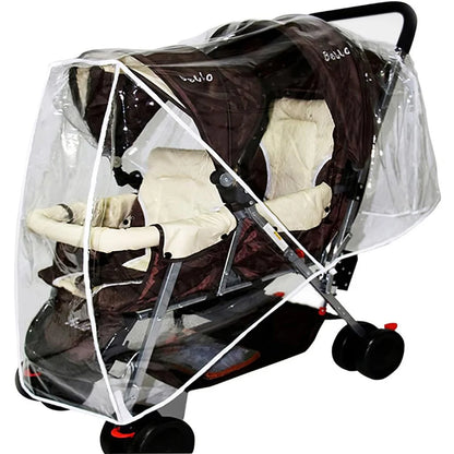 Double Buggy Stroller Waterproof Umbrella Pushchair Rain Cover Pushchairs Fit Accessories Dust-Proof Raincoat for Twin
