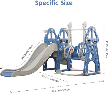 Toddler Slide and Swing Set 4 in 1 Toddler Playground with Swing Slide Climber and Basketball Baby Slide for Boys and Girls Backyard Playsets for Kids Indoor and Outdoor