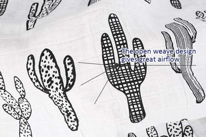 Cactus Muslin Swaddle Blankets Cotton Baby Swaddle Wrap Floral Print Burping Cloth & Stroller Cover Baby Blanket