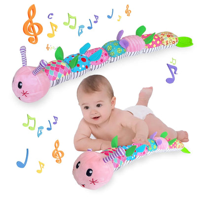Baby Musical Caterpillar Toys, Infant Stuffed Animal Toys with Crinkle, Rattle and Textures, Soft Sensory Toys for Tummy Time Newborn Boys Girls 0 3 6 12 Months