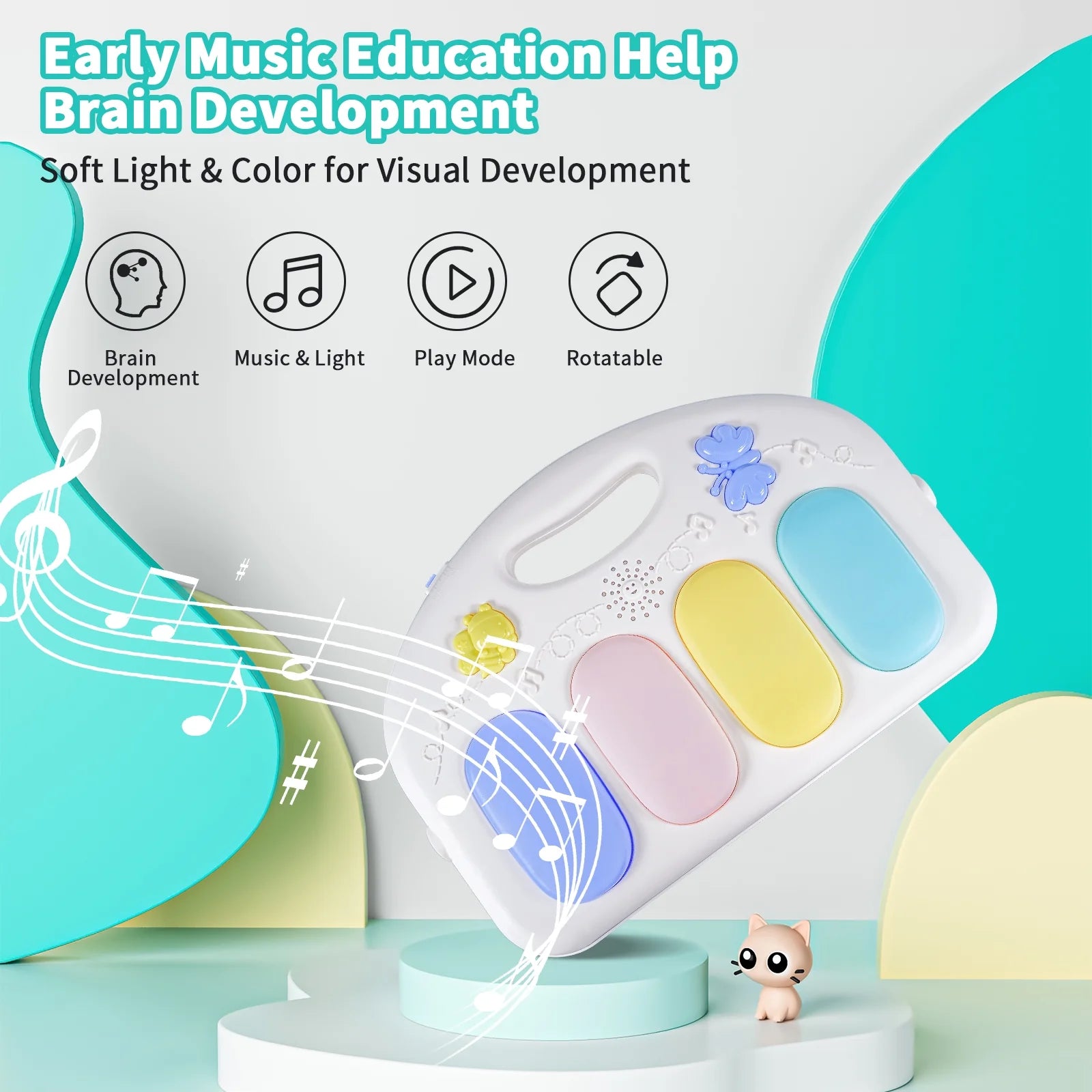 Baby Play Mat, 5 in 1 Thick Large Baby Gyms Play Mats Musical Activity Center, Play Piano Gym Tummy Time for Newborn Toddler and Infants, Blue and Pink