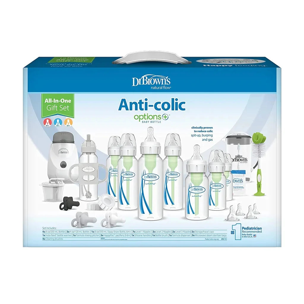 Dr. Brown’S Natural Flow Options+ All-In-One Baby Bottle Gift Set, 38 Piece