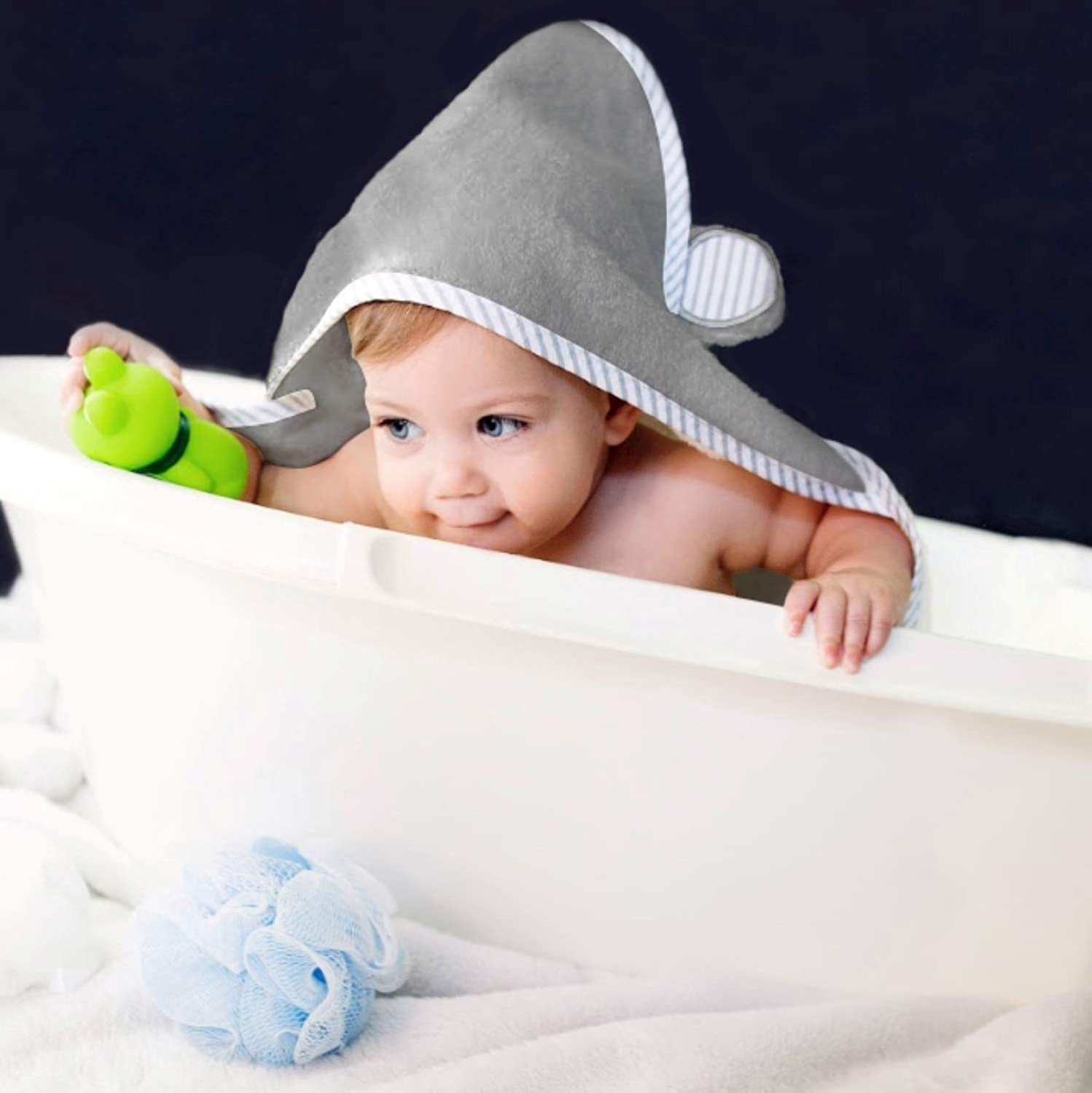 Towels for Newborn – Hooded Baby Towels, Baby Bath Towels Girl, Hooded Baby Towels Boy, Kids Bath Towels with Hood – Grey