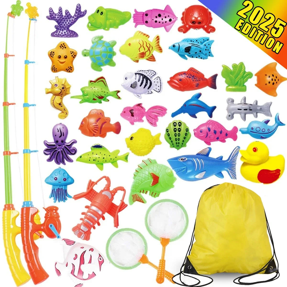 40 Pcs Magnetic Fishing Toys Game Set Learning Education Fishin' Bath Toys for Kids in Bathtub Pool Bath Time
