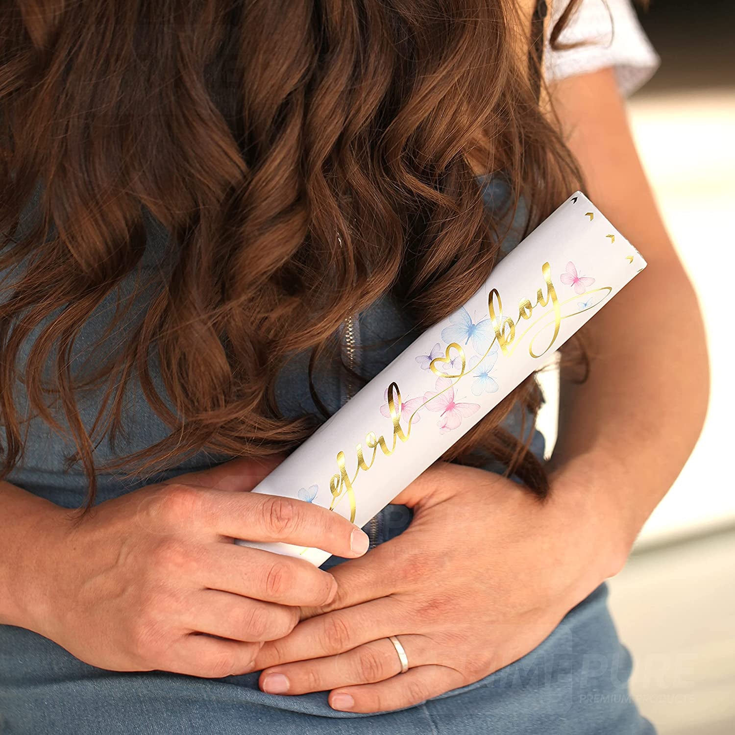 Gender Reveal Confetti Cannon - 2 Pack - Butterfly Shape Pink Gender Reveal Cannons | Baby Gender Reveal Poppers | Girl Gender Reveal Pink Party Popper Confetti Shooter | Pink Confetti Poppers Blaster
