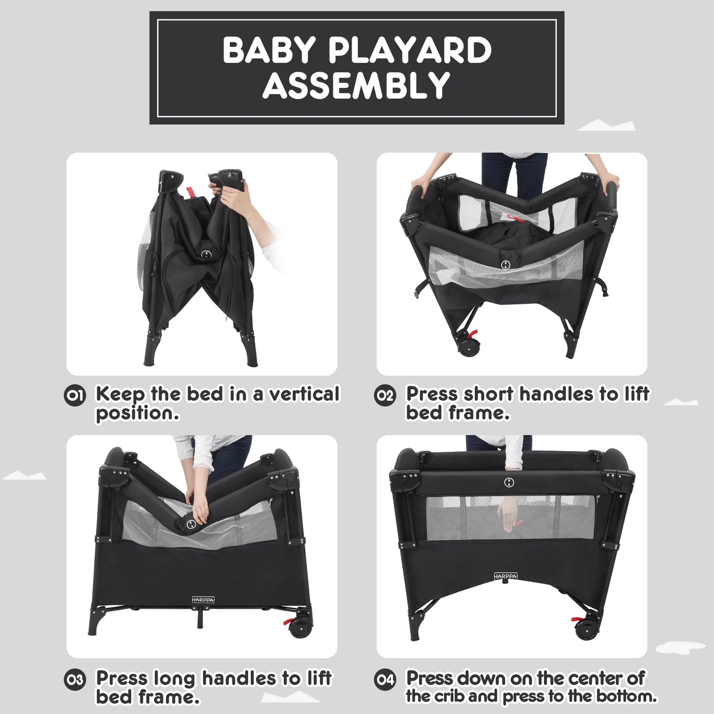 5 in 1 Portable Playard and Bassinet Bedside Sleeper for Newborn to Toddler, Unisex, Black