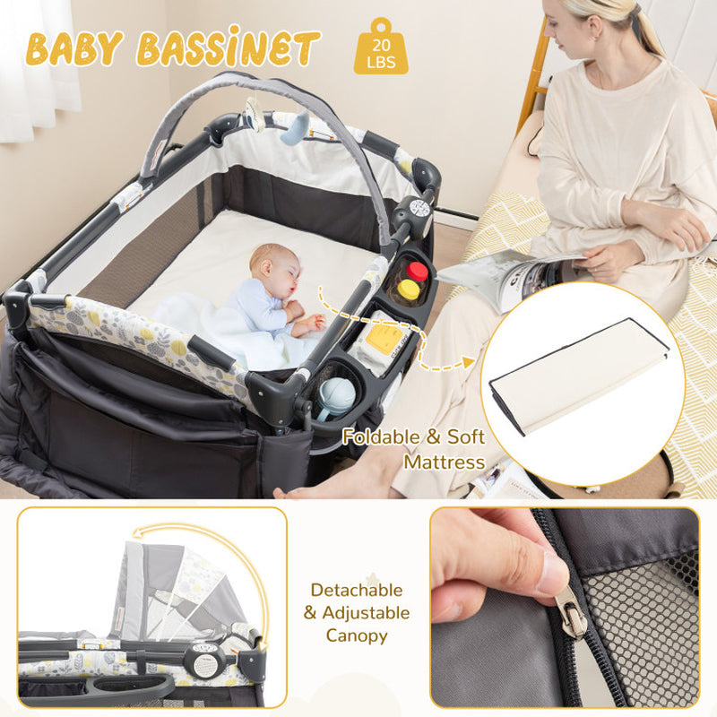 4 in 1 Portable Pack and Play Baby Nursery Center with Bassinet