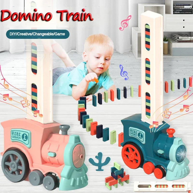 Children'S Toys Domino Train Electric Car Kids Automatic Laying Dominoes Set Brick Blocks Kits Children'S Games for Boys Gift