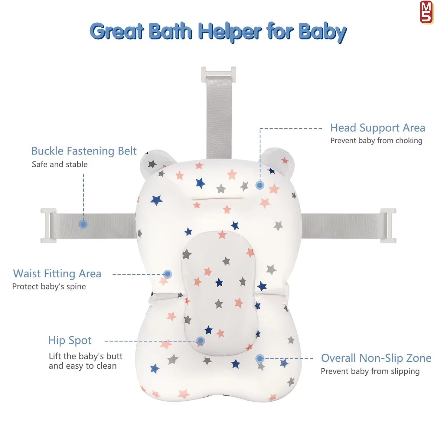 Baby Bath Tub Seat Cushion - Baby Sink Bath Cushion - Bathing Seat Support Newborn Bath Pillow Support Mat Safety Seat Pad
