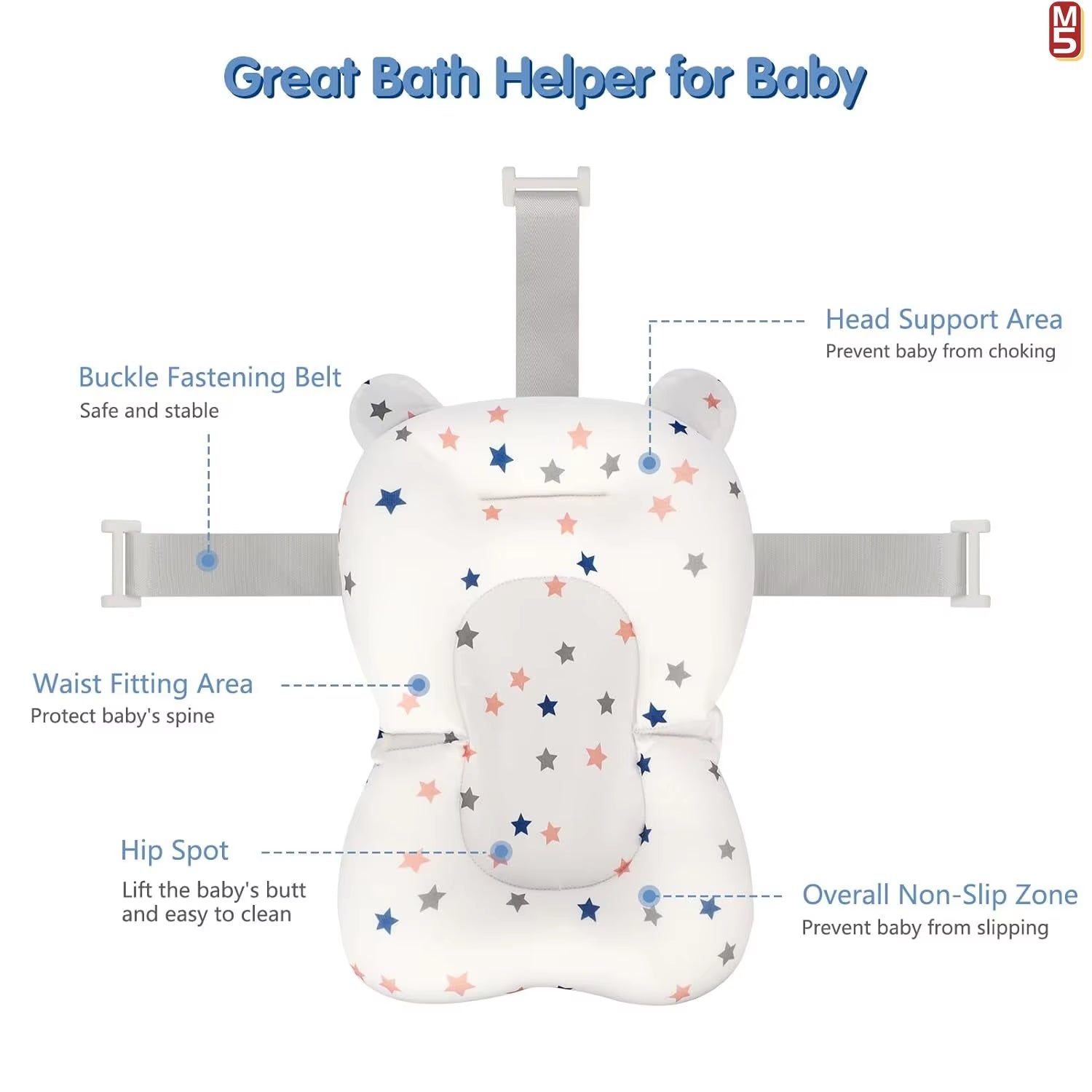 Baby Bath Tub Seat Cushion - Baby Sink Bath Cushion - Bathing Seat Support Newborn Bath Pillow Support Mat Safety Seat Pad