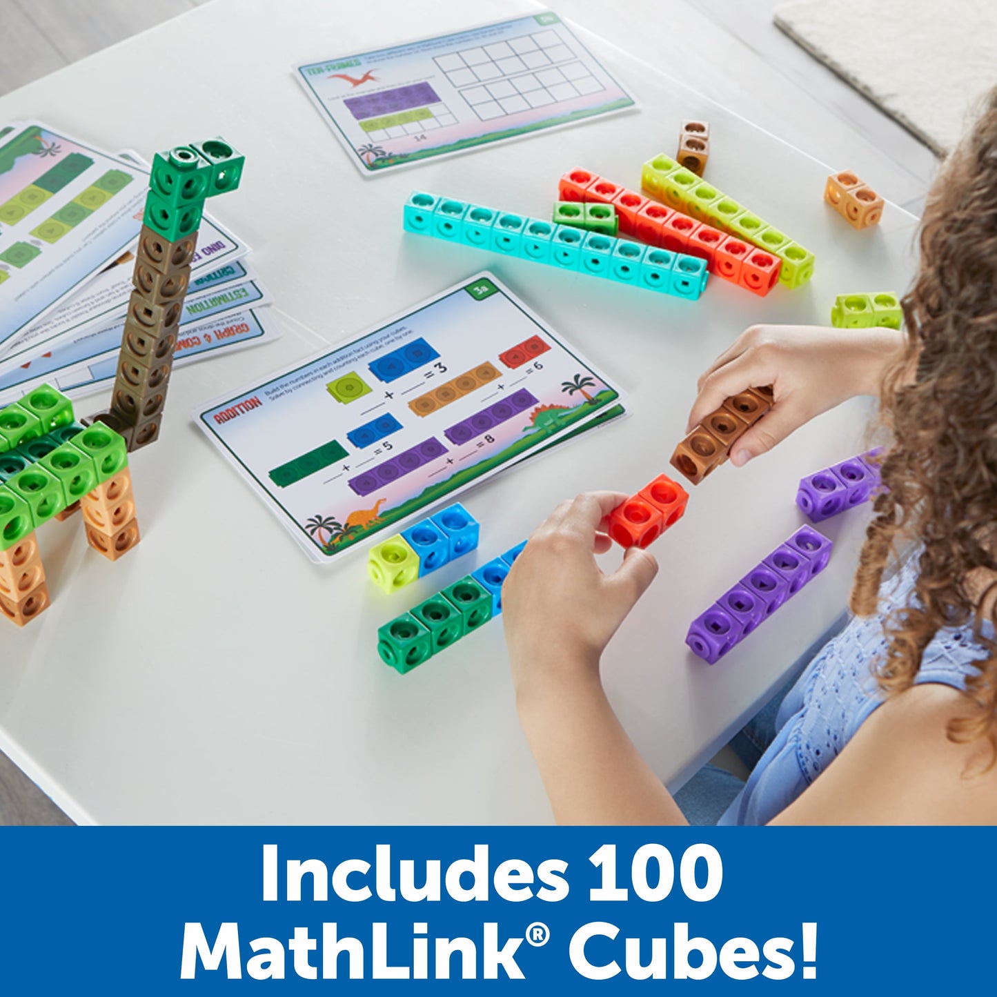 Mathlink Cubes Kindergarten Math Activity Set: Dino Time (115 Pieces)