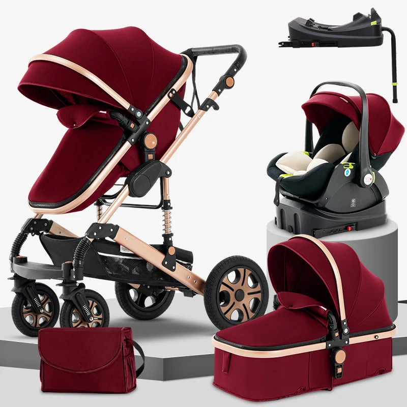 3 in 1 Baby Stroller,Baby Travel System,Baby Carriage 3In1 with Isofix Base,Foldable Newborn Pram,Reversible Standard Stroller