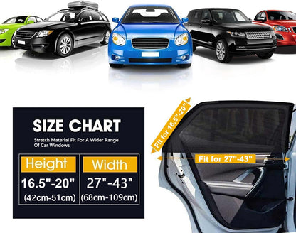 Car Window Shades, Elastic Mesh Car Rear Side Window Screen Cover Sun Shades Mosquito Net, Fit 96% of Cars, Suvs, Reduce Sun Rays,Sun Glare, Privacy Protection