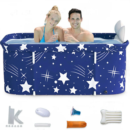 47In Portable Folding Bathtub Large Foldable Bathtub, Hot & Cold Soaking Bathtub, Starry Blue()