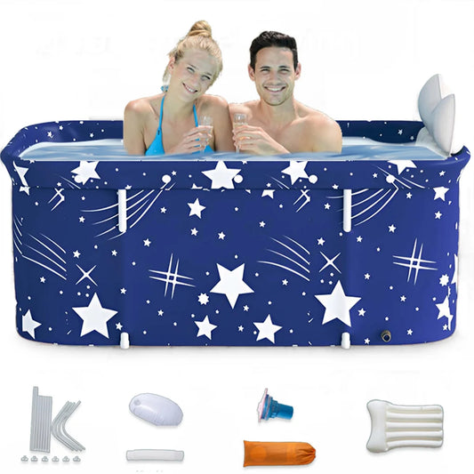 47In Portable Folding Bathtub Large Foldable Bathtub, Hot & Cold Soaking Bathtub, Starry Blue()