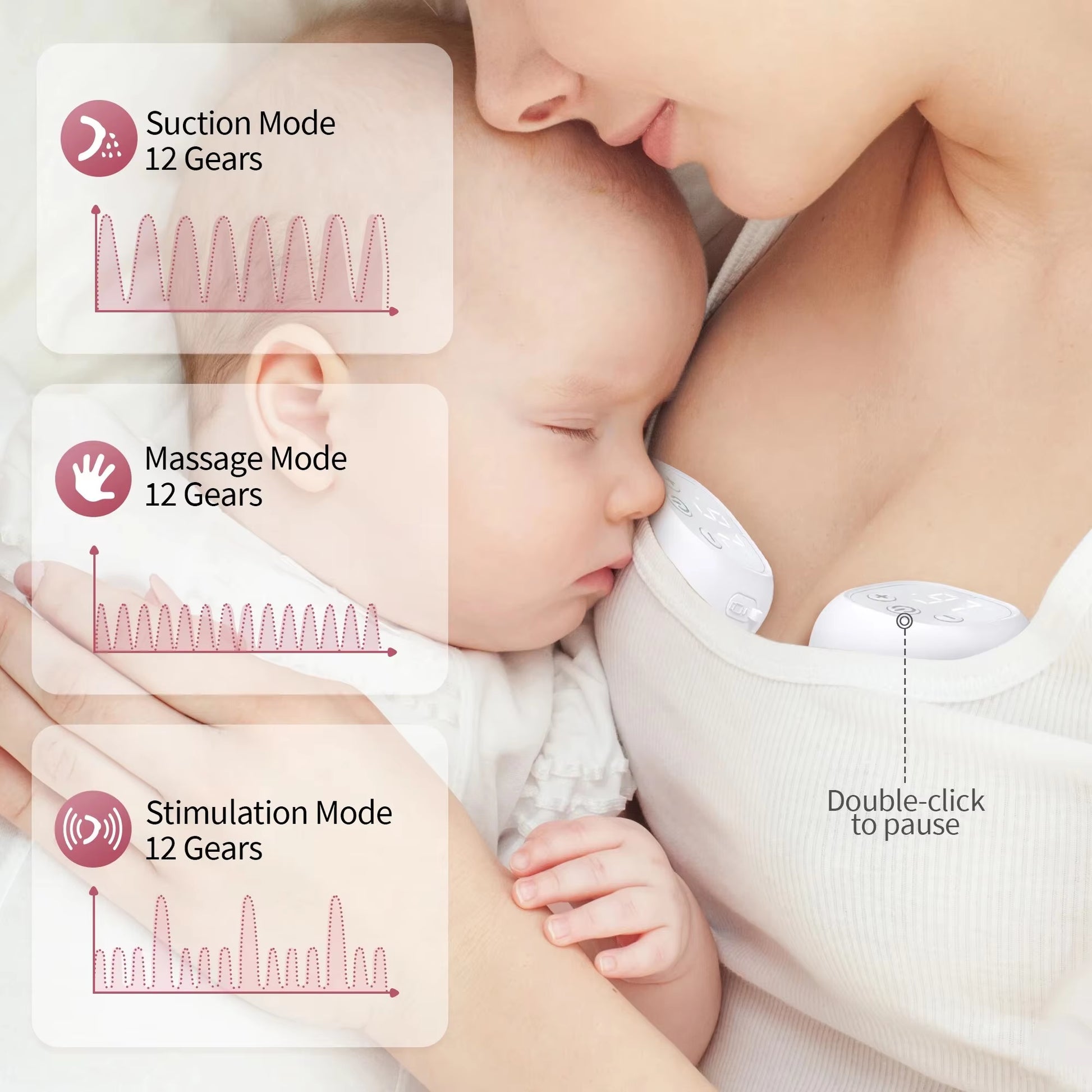 Electric Breast Pumps, 12 Levels & 3 Modes Wearable Breastpump Hands Free BPA Free LCD Display, Painless Wireless Breastfeeding