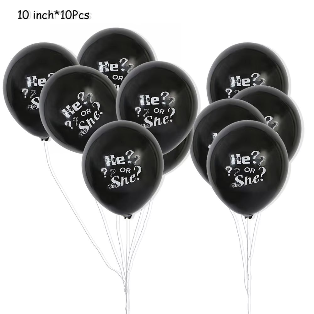 1 Set Giant Boy or Girl Gender Reveal Black Latex Balloon Baby Shower Confetti Ballons Birthday Gender Reveal Party Decoration